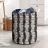 Black and Beige Hawaii Shell Lei Laundry Basket Hawaiian Sunrise Shell Hebrew Cone Plumeria - Polynesian Pride