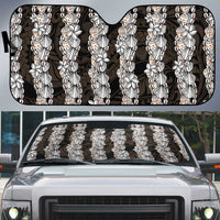 Black and Beige Hawaii Shell Lei Auto Sun Shade Hawaiian Sunrise Shell Hebrew Cone Plumeria - Polynesian Pride