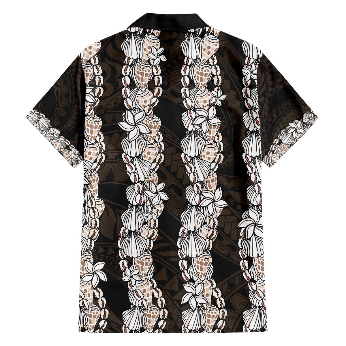 Black and Beige Hawaii Shell Lei Family Matching Off The Shoulder Long Sleeve Dress and Hawaiian Shirt Hawaiian Sunrise Shell Hebrew Cone Plumeria - Polynesian Pride