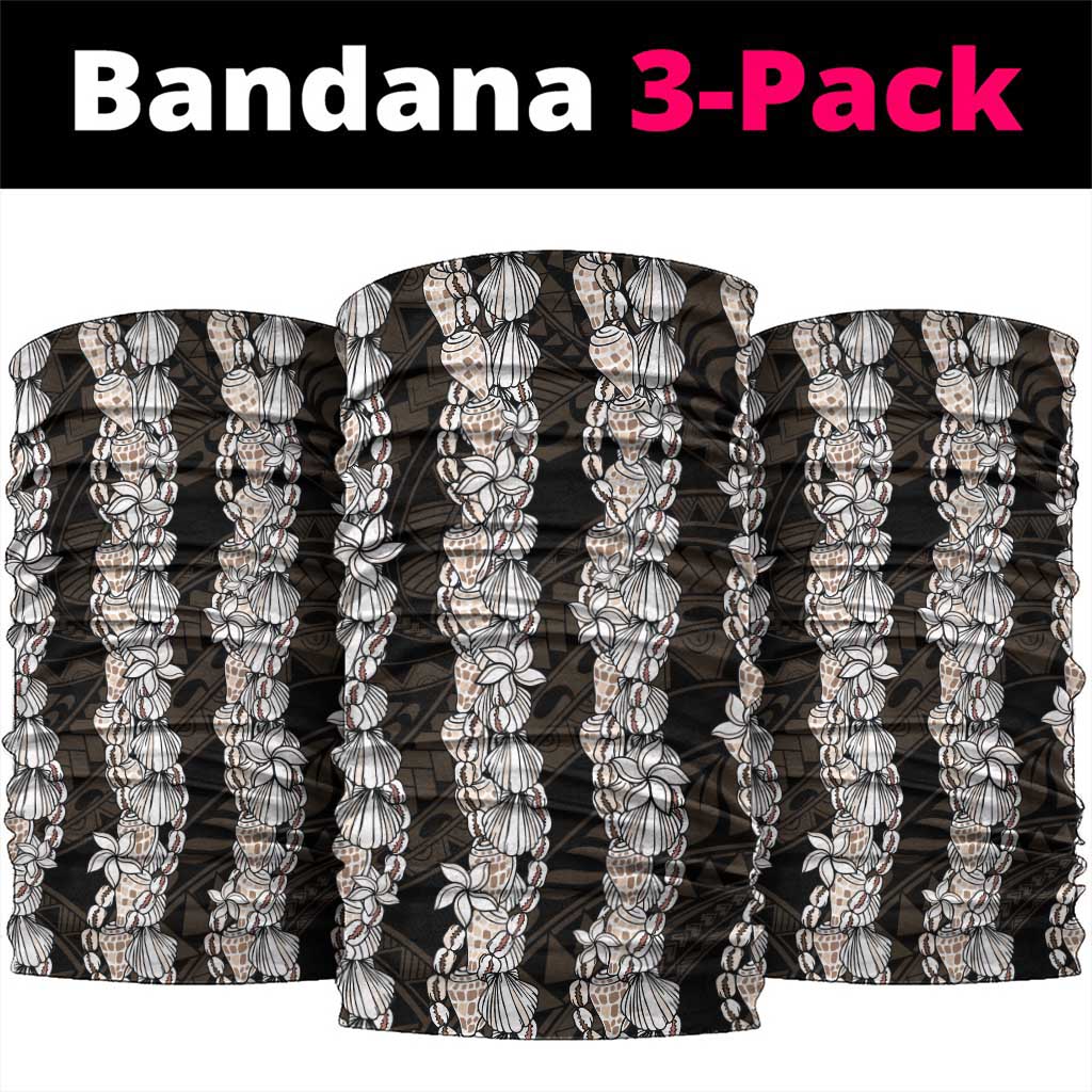 Black and Beige Hawaii Shell Lei Neck Gaiter Hawaiian Sunrise Shell Hebrew Cone Plumeria - Polynesian Pride