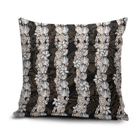 Black and Beige Hawaii Shell Lei Pillow Cover Hawaiian Sunrise Shell Hebrew Cone Plumeria - Polynesian Pride