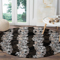Black and Beige Hawaii Shell Lei Round Carpet Hawaiian Sunrise Shell Hebrew Cone Plumeria LT14 - Polynesian Pride