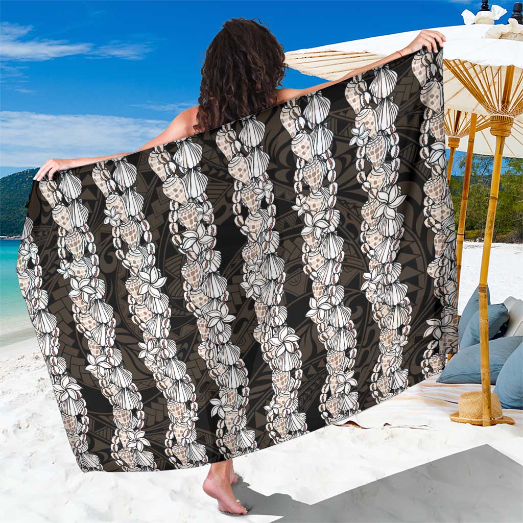 Black and Beige Hawaii Shell Lei Sarong Hawaiian Sunrise Shell Hebrew Cone Plumeria - Polynesian Pride