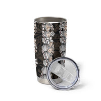 Black and Beige Hawaii Shell Lei Tumbler Cup Hawaiian Sunrise Shell Hebrew Cone Plumeria - Polynesian Pride