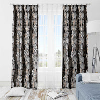 Black and Beige Hawaii Shell Lei Window Curtain Hawaiian Sunrise Shell Hebrew Cone Plumeria - Polynesian Pride