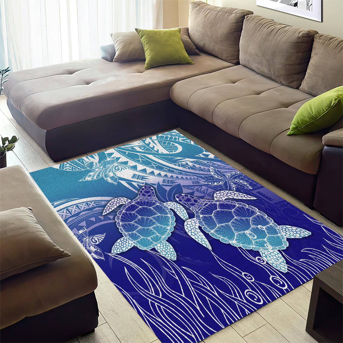 Polynesia Sea Turtle Area Rug Happy Valentine Day Polynesian - Dark Cyan LT14 - Polynesian Pride