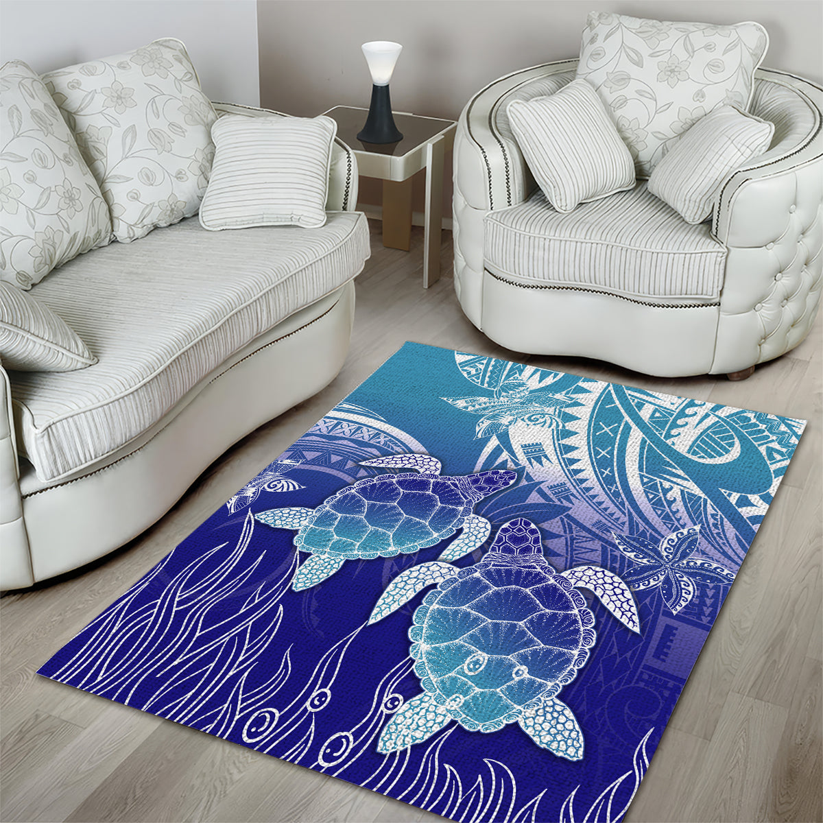 Polynesia Sea Turtle Area Rug Happy Valentine Day Polynesian - Dark Cyan LT14 - Polynesian Pride