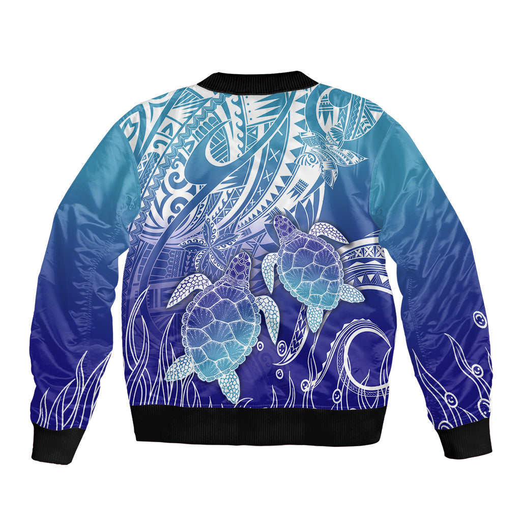 Polynesia Sea Turtle Bomber Jacket Happy Valentine Day Polynesian - Dark Cyan LT14 - Polynesian Pride
