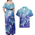 Polynesia Sea Turtle Couples Matching Off Shoulder Maxi Dress and Hawaiian Shirt Happy Valentine Day Polynesian - Dark Cyan LT14 - Polynesian Pride