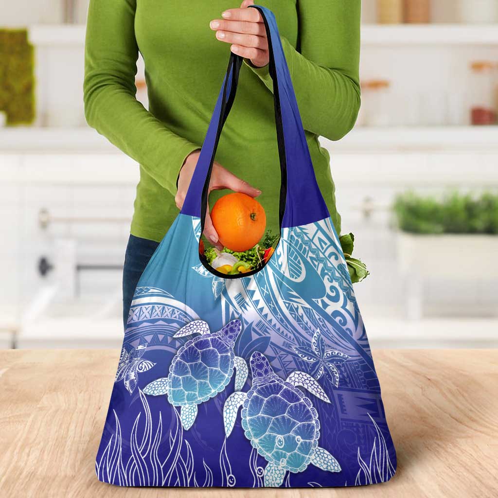Polynesia Sea Turtle Grocery Bag Happy Valentine Day Polynesian - Dark Cyan
