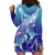 Polynesia Sea Turtle Hoodie Dress Happy Valentine Day Polynesian - Dark Cyan LT14 - Polynesian Pride