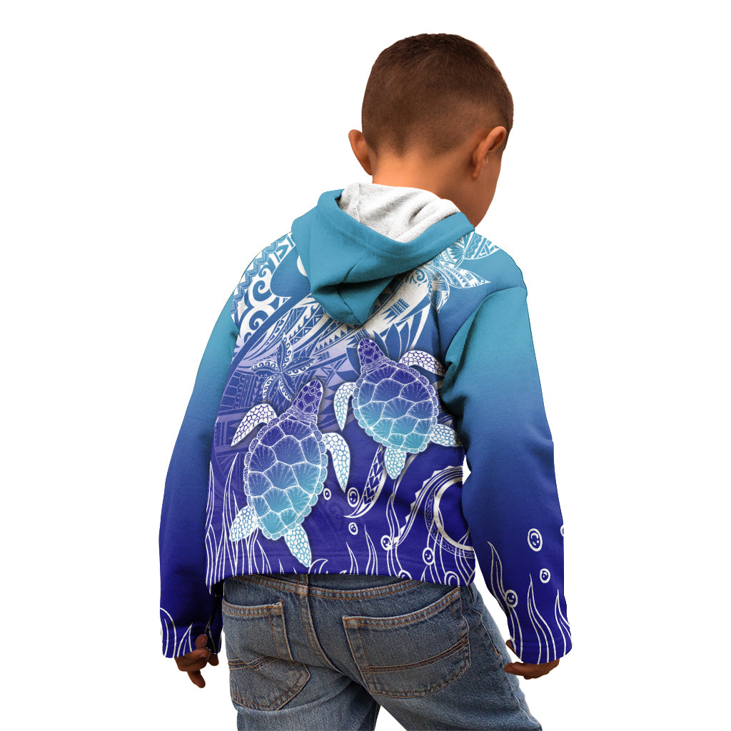 Polynesia Sea Turtle Kid Hoodie Happy Valentine Day Polynesian - Dark Cyan LT14 - Polynesian Pride