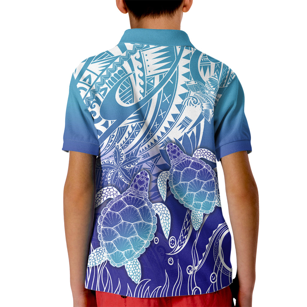 Polynesia Sea Turtle Kid Polo Shirt Happy Valentine Day Polynesian - Dark Cyan LT14 - Polynesian Pride