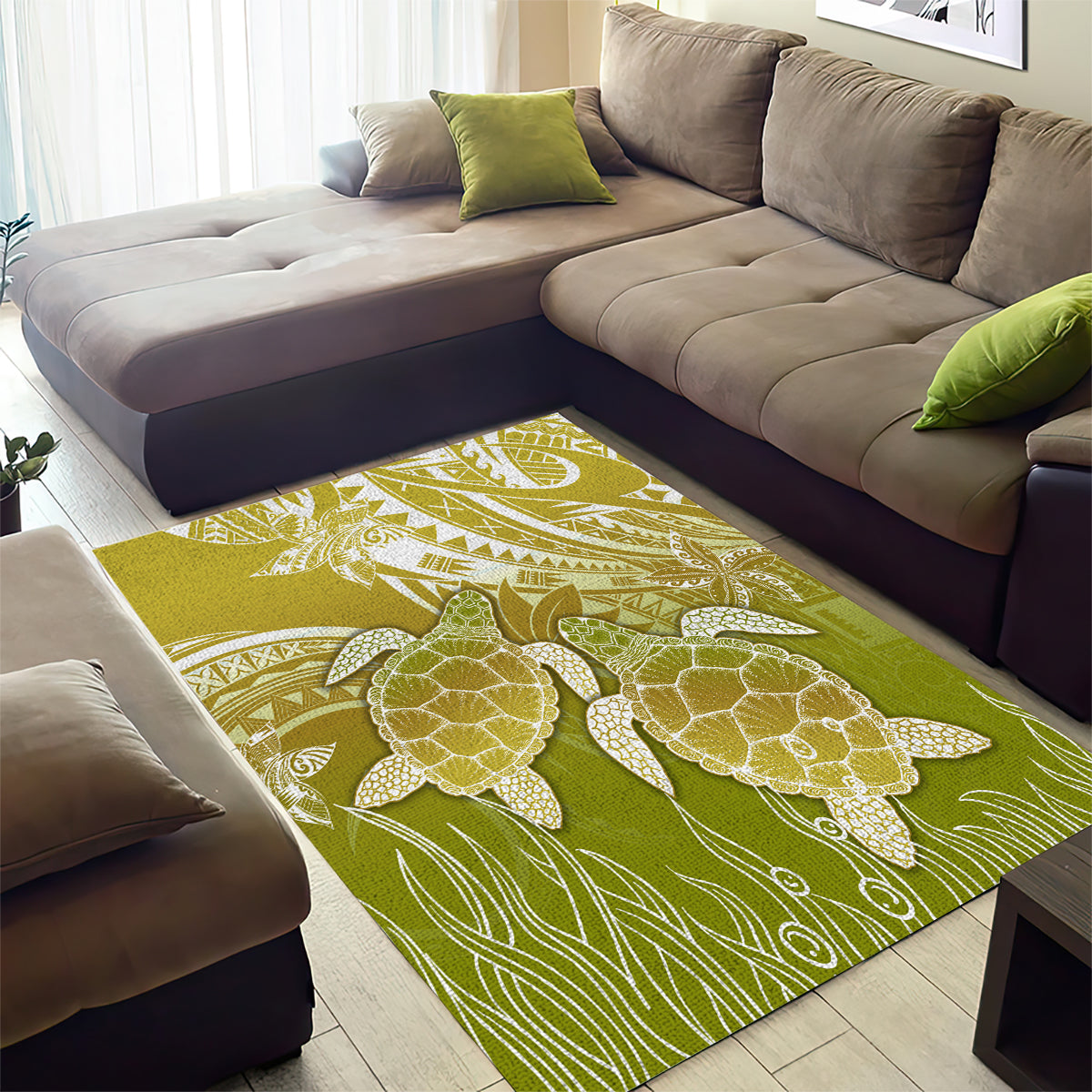 Polynesia Sea Turtle Area Rug Happy Valentine Day Polynesian - Gold LT14 - Polynesian Pride