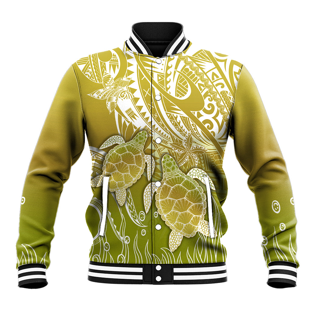 Polynesia Sea Turtle Baseball Jacket Happy Valentine Day Polynesian - Gold LT14 Unisex Gold - Polynesian Pride
