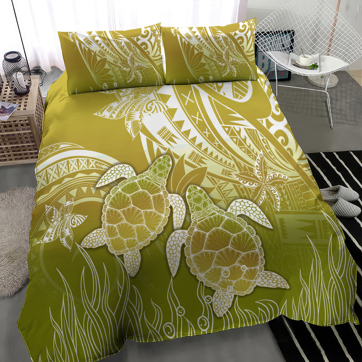 Polynesia Sea Turtle Bedding Set Happy Valentine Day Polynesian - Gold LT14 - Polynesian Pride