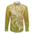 Polynesia Sea Turtle Family Matching Long Sleeve Bodycon Dress and Hawaiian Shirt Happy Valentine Day Polynesian - Gold LT14 Dad's Shirt - Long Sleeve Gold - Polynesian Pride
