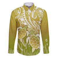 Polynesia Sea Turtle Family Matching Mermaid Dress and Hawaiian Shirt Happy Valentine Day Polynesian - Gold LT14 Dad's Shirt - Long Sleeve Gold - Polynesian Pride
