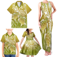 Polynesia Sea Turtle Family Matching Tank Maxi Dress and Hawaiian Shirt Happy Valentine Day Polynesian - Gold LT14 - Polynesian Pride