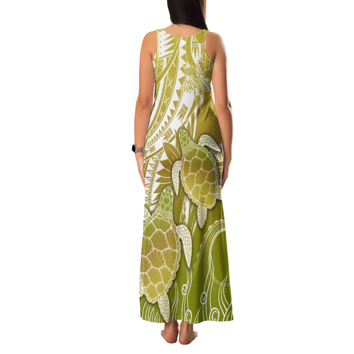 Polynesia Sea Turtle Family Matching Tank Maxi Dress and Hawaiian Shirt Happy Valentine Day Polynesian - Gold LT14 - Polynesian Pride