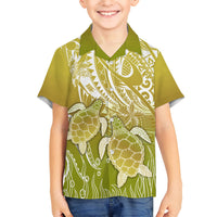 Polynesia Sea Turtle Kid Hawaiian Shirt Happy Valentine Day Polynesian - Gold LT14 Kid Gold - Polynesian Pride