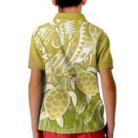 Polynesia Sea Turtle Kid Polo Shirt Happy Valentine Day Polynesian - Gold LT14 - Polynesian Pride
