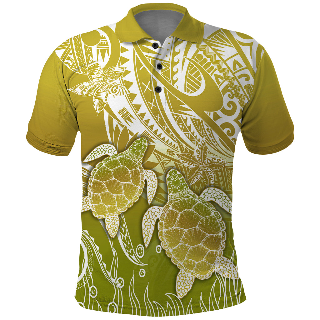 Polynesia Sea Turtle Polo Shirt Happy Valentine Day Polynesian - Gold LT14 Gold - Polynesian Pride