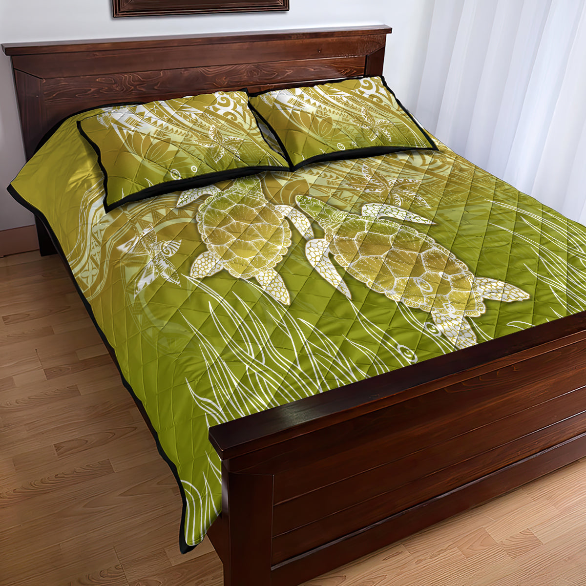 Polynesia Sea Turtle Quilt Bed Set Happy Valentine Day Polynesian - Gold LT14 - Polynesian Pride