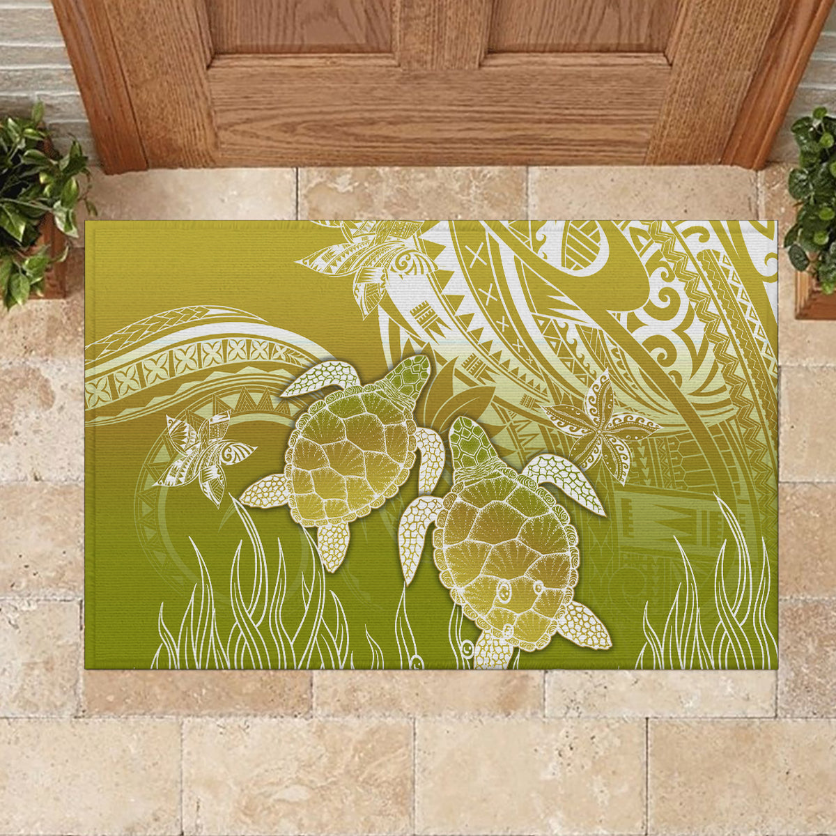 Polynesia Sea Turtle Rubber Doormat Happy Valentine Day Polynesian - Gold LT14 - Polynesian Pride