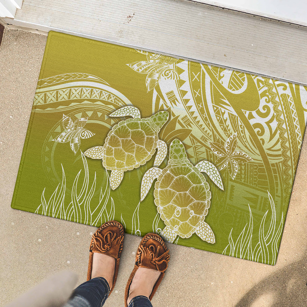 Polynesia Sea Turtle Rubber Doormat Happy Valentine Day Polynesian - Gold LT14 - Polynesian Pride
