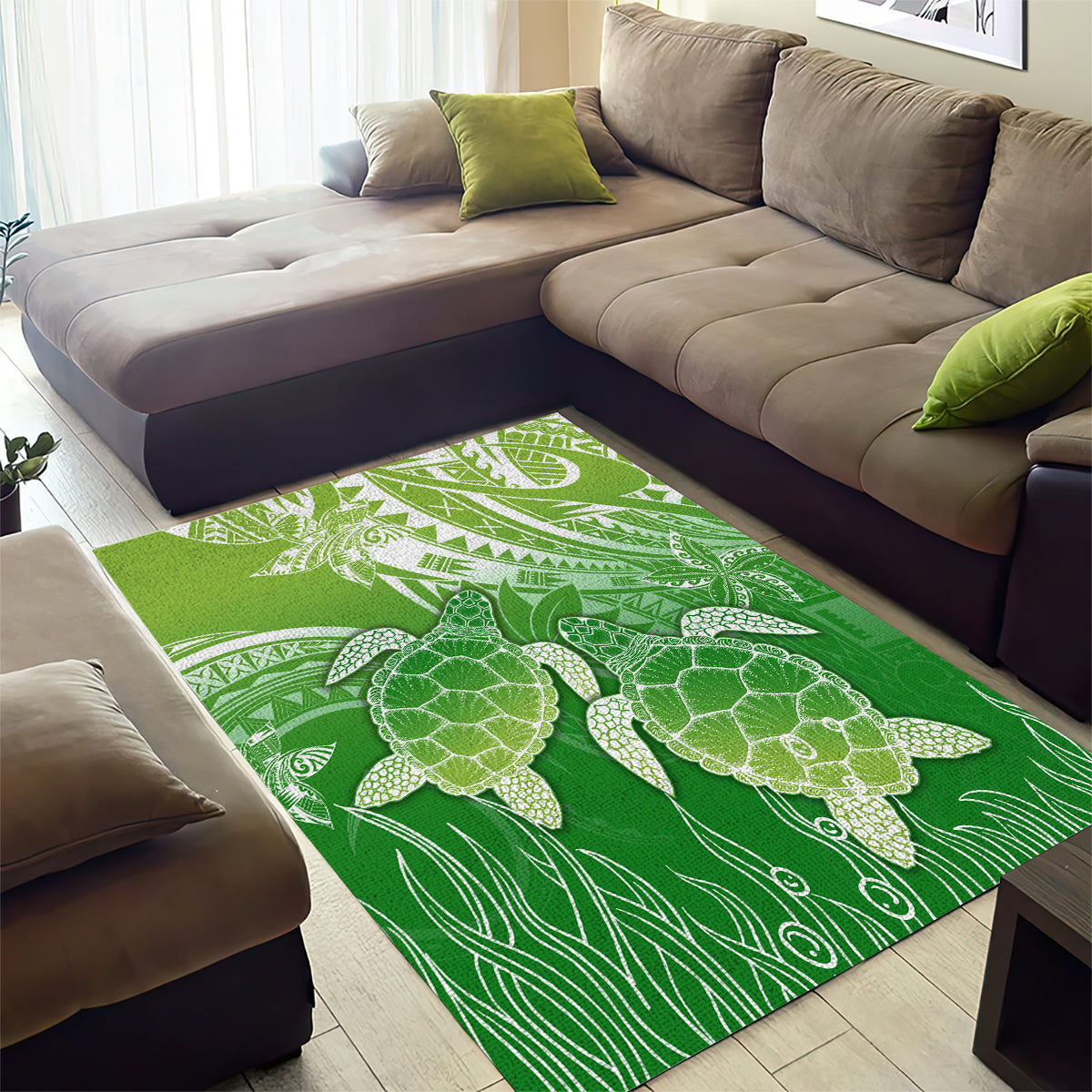 Polynesia Sea Turtle Area Rug Happy Valentine Day Polynesian - Green LT14 - Polynesian Pride