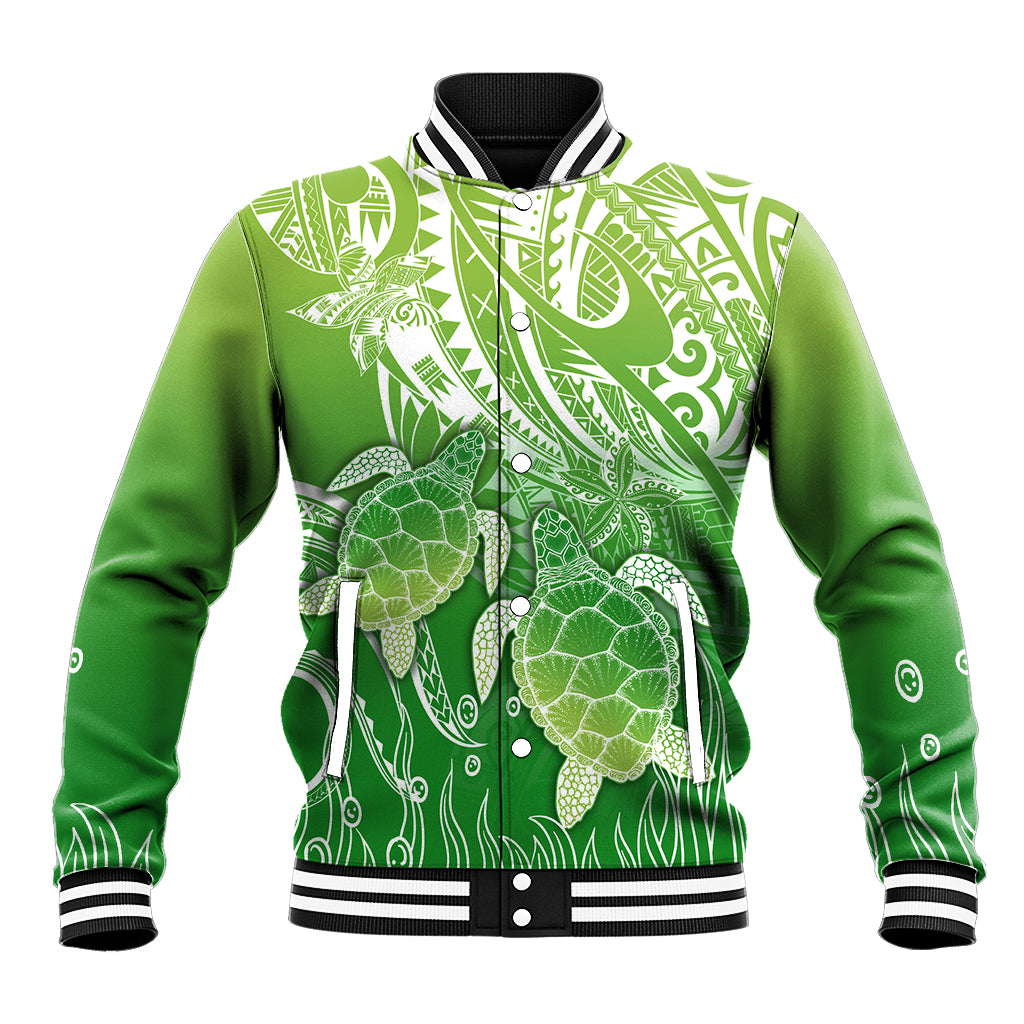 Polynesia Sea Turtle Baseball Jacket Happy Valentine Day Polynesian - Green LT14 Unisex Green - Polynesian Pride