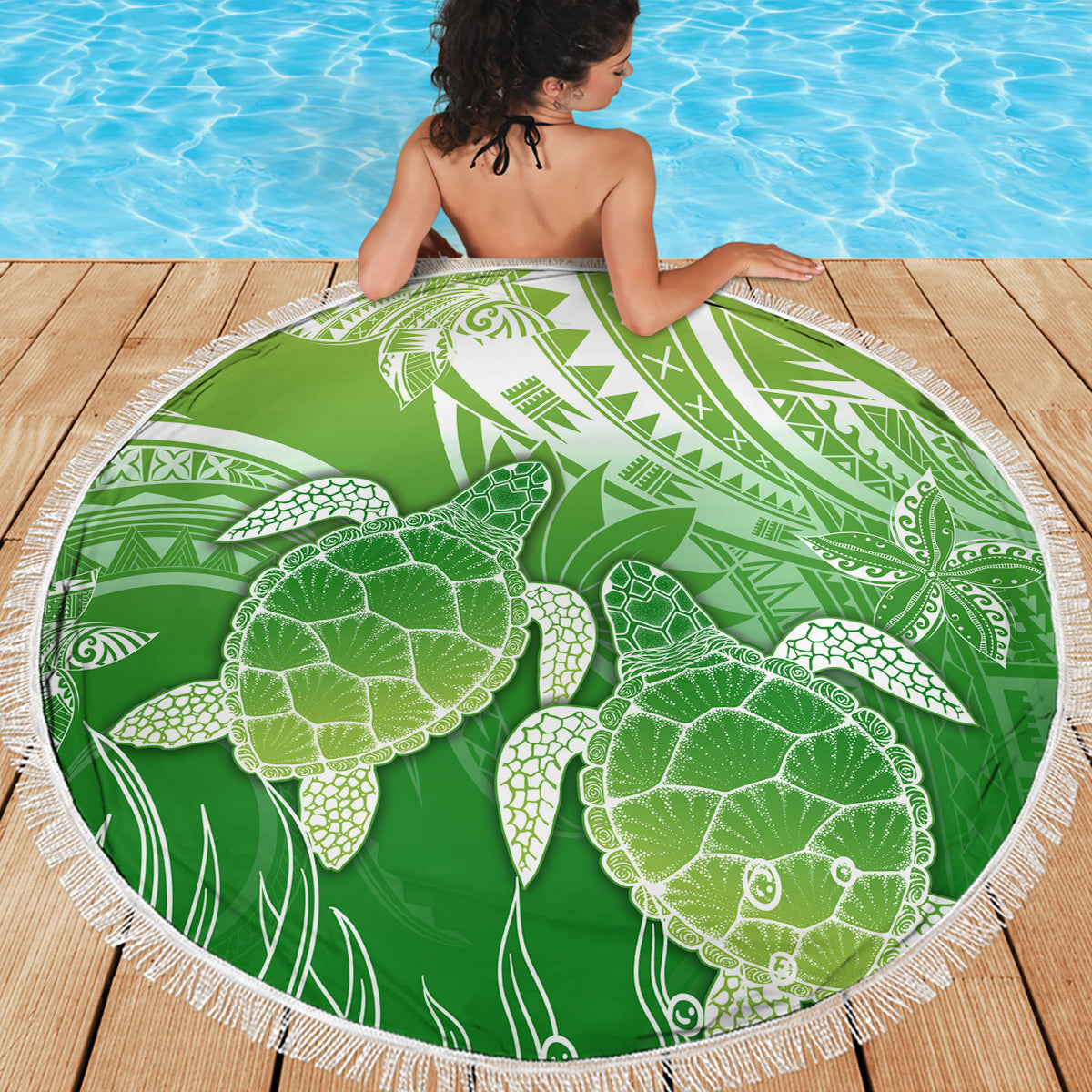 Polynesia Sea Turtle Beach Blanket Happy Valentine Day Polynesian - Green LT14 - Polynesian Pride