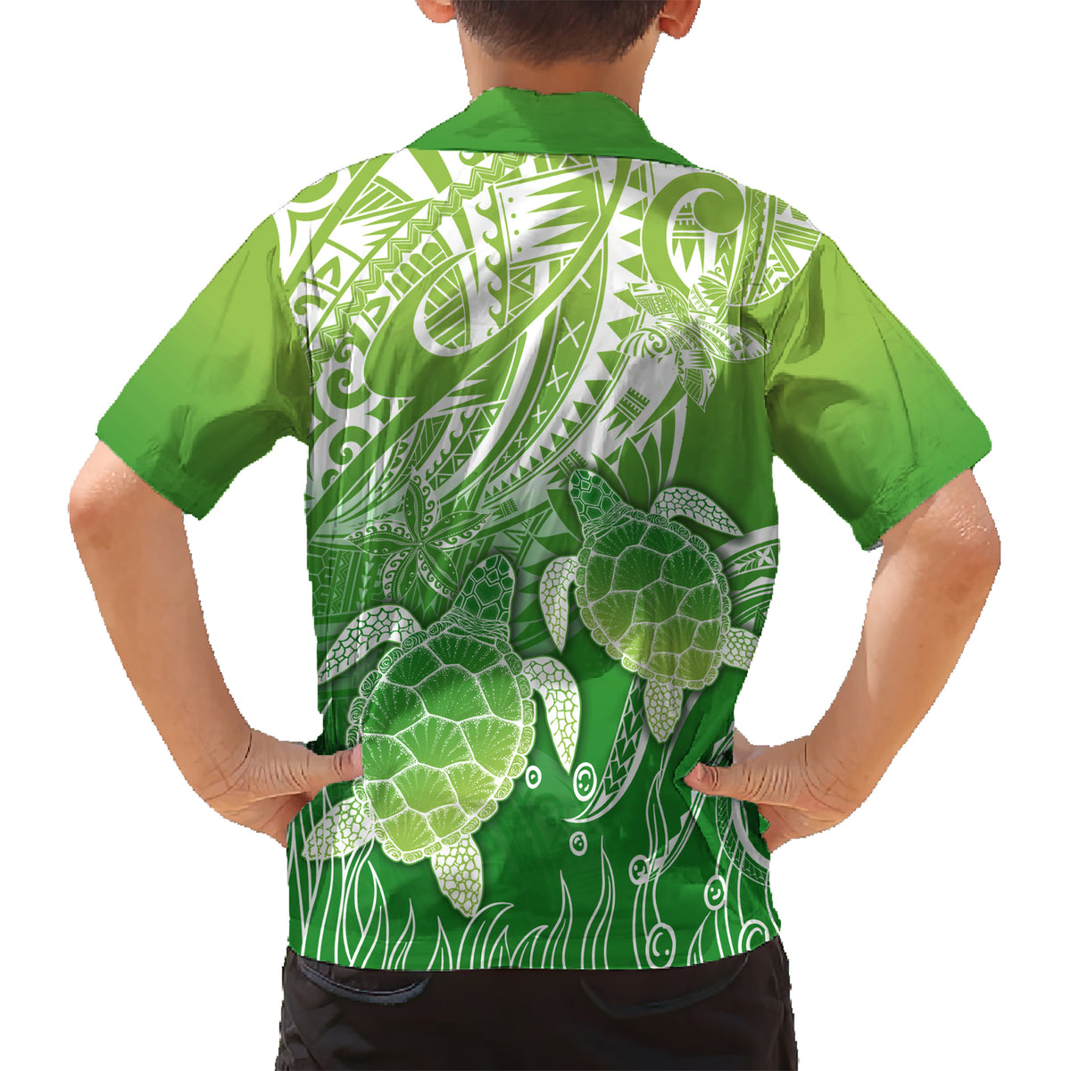 Polynesia Sea Turtle Kid Hawaiian Shirt Happy Valentine Day Polynesian - Green LT14 - Polynesian Pride