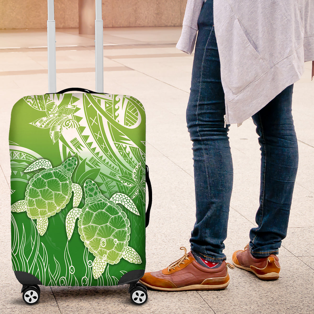 Polynesia Sea Turtle Luggage Cover Happy Valentine Day Polynesian - Green LT14 Green - Polynesian Pride