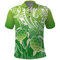 Polynesia Sea Turtle Polo Shirt Happy Valentine Day Polynesian - Green LT14 Green - Polynesian Pride