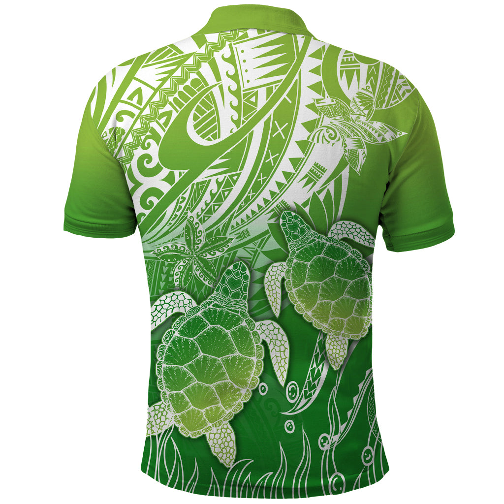 Polynesia Sea Turtle Polo Shirt - Happy Valentine Day Polynesian Green LT14 - Polynesian Pride