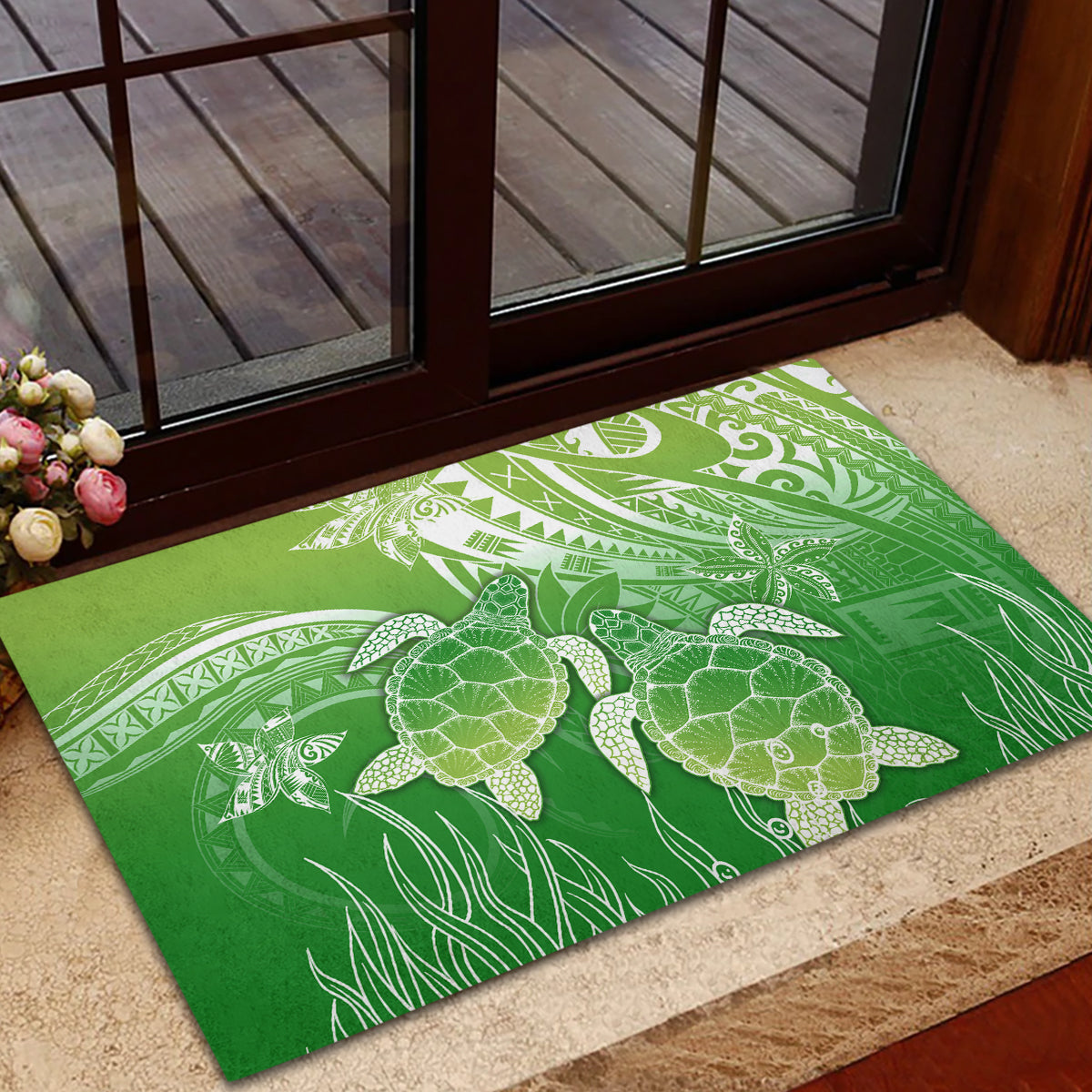 Polynesia Sea Turtle Rubber Doormat Happy Valentine Day Polynesian - Green LT14 - Polynesian Pride
