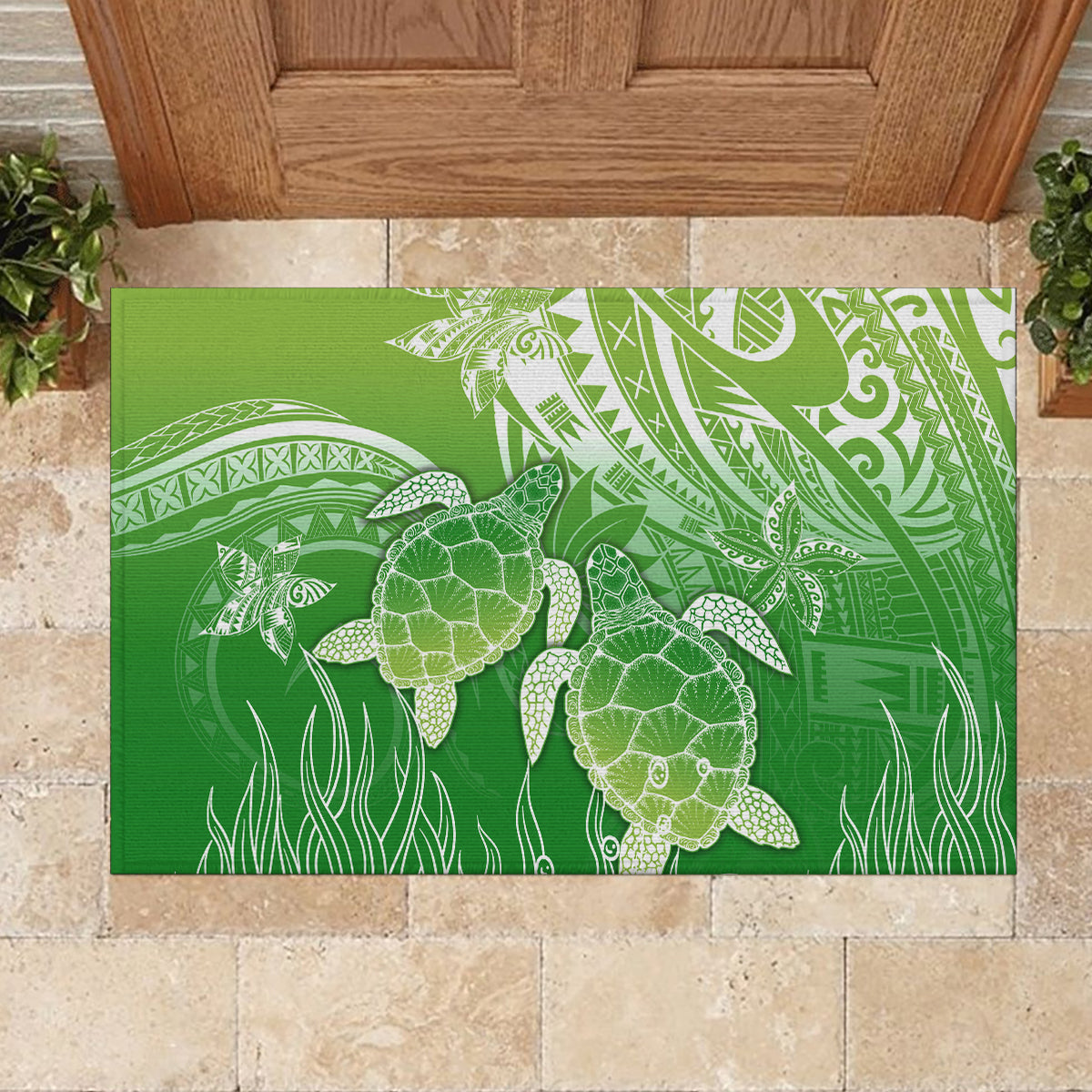 Polynesia Sea Turtle Rubber Doormat Happy Valentine Day Polynesian - Green LT14 - Polynesian Pride