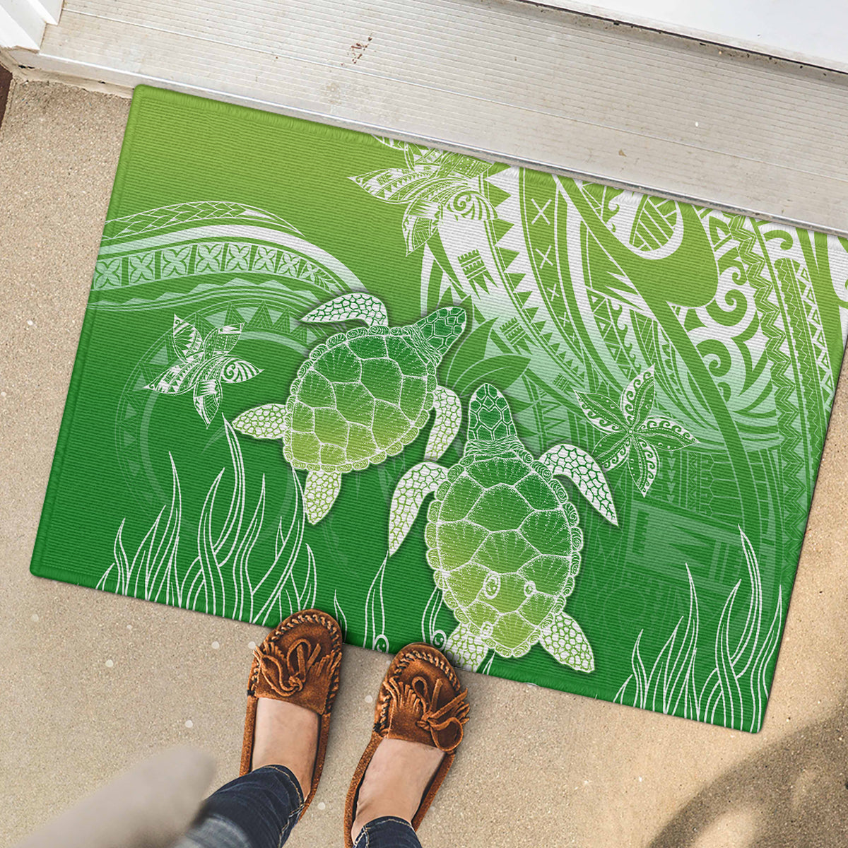 Polynesia Sea Turtle Rubber Doormat Happy Valentine Day Polynesian - Green LT14 - Polynesian Pride