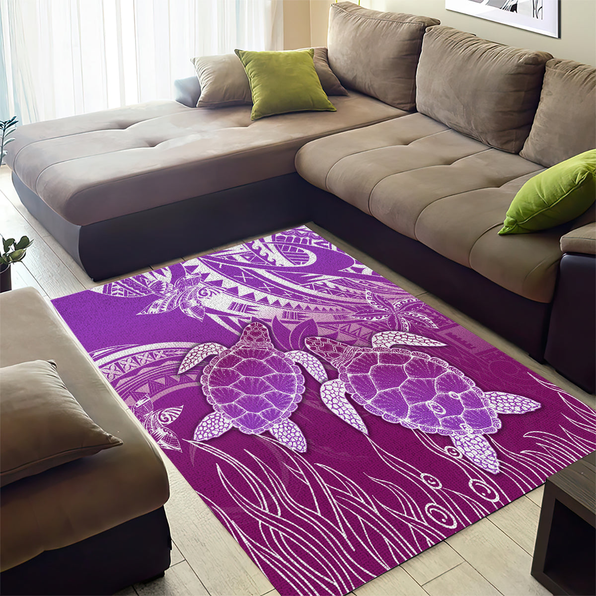 Polynesia Valentine Day Area Rug Polynesian Sea Turtle Purple Version LT14 - Polynesian Pride