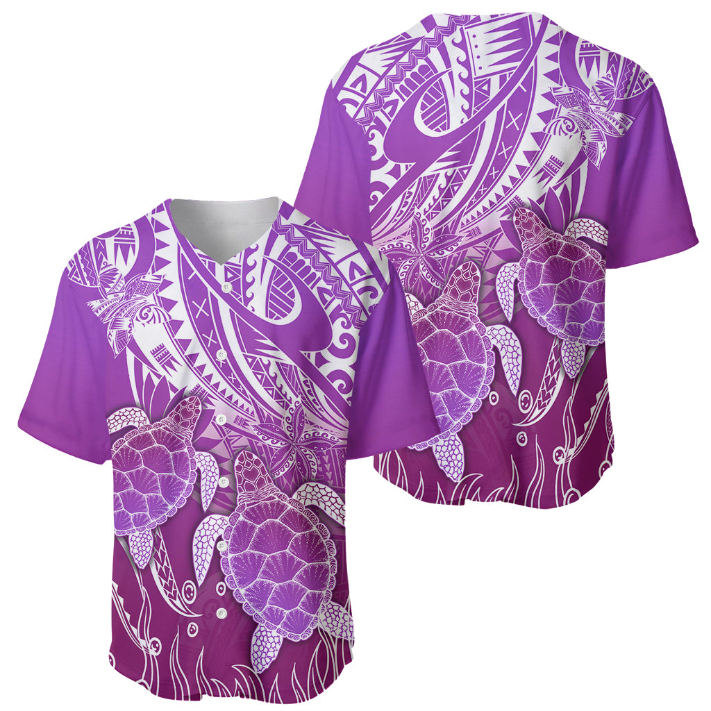 Polynesia Valentine Day Baseball Jersey Polynesian Sea Turtle Purple Version LT14 - Polynesian Pride