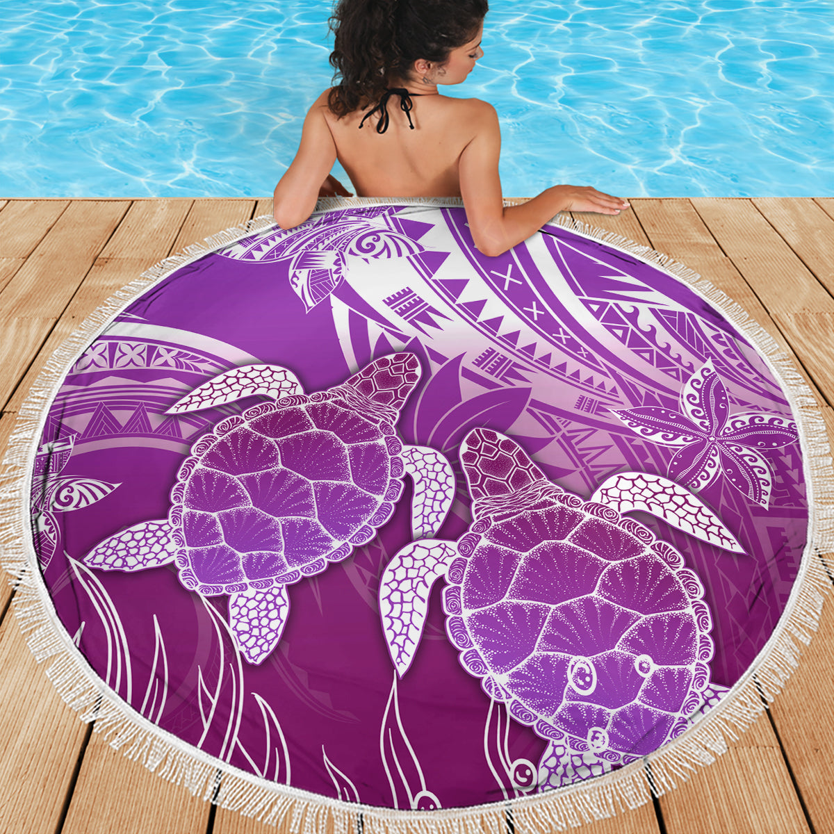 Polynesia Valentine Day Beach Blanket Polynesian Sea Turtle Purple Version LT14 - Polynesian Pride