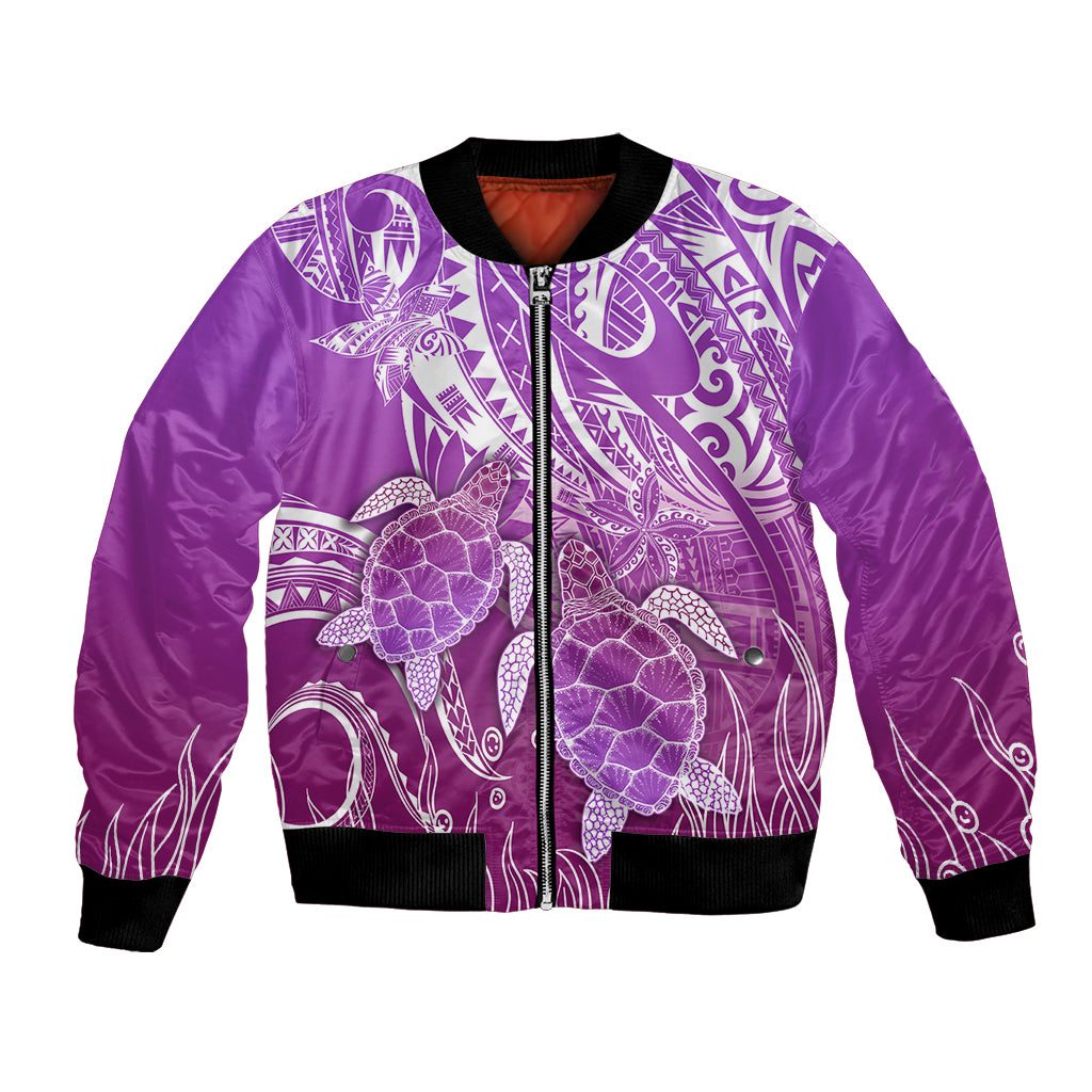Polynesia Valentine Day Bomber Jacket Polynesian Sea Turtle Purple Version LT14 Unisex Purple - Polynesian Pride