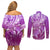 Polynesia Valentine Day Couples Matching Off Shoulder Short Dress and Long Sleeve Button Shirt Polynesian Sea Turtle Purple Version LT14 - Polynesian Pride