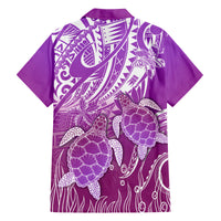 Polynesia Valentine Day Family Matching Long Sleeve Bodycon Dress and Hawaiian Shirt Polynesian Sea Turtle Purple Version LT14 - Polynesian Pride