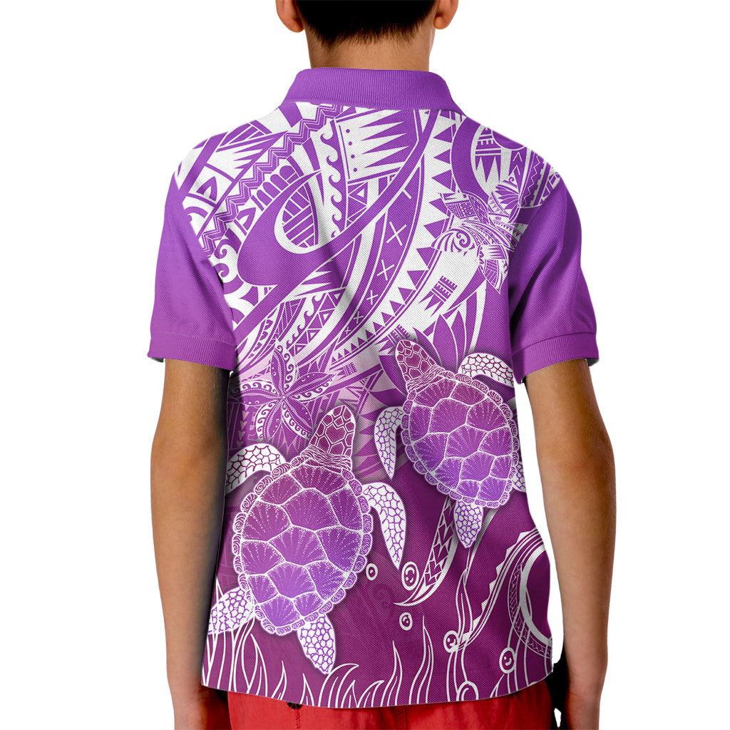 Polynesia Valentine Day Kid Polo Shirt Polynesian Sea Turtle Purple Version LT14 - Polynesian Pride