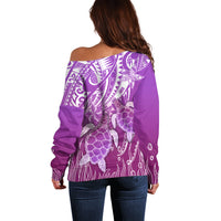 Polynesia Valentine Day Off Shoulder Sweater Polynesian Sea Turtle Purple Version LT14 - Polynesian Pride