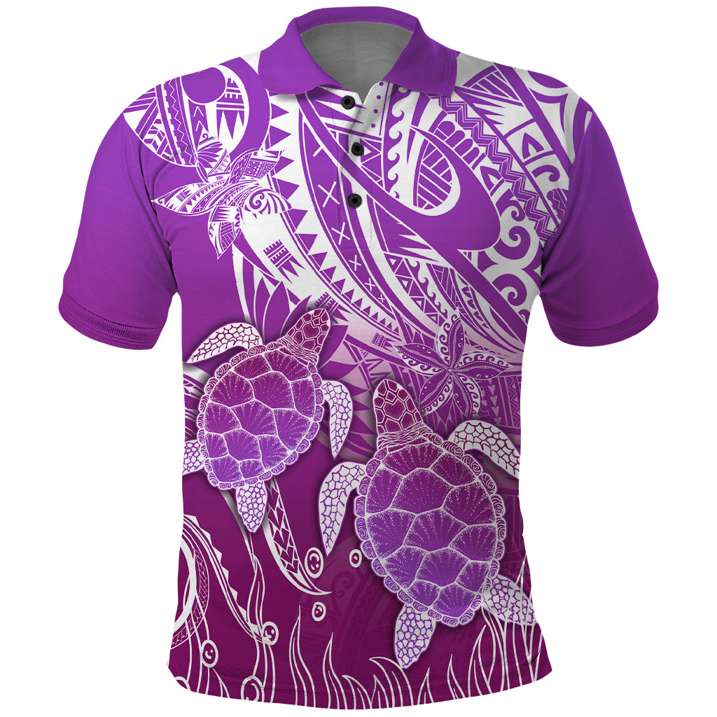 Polynesia Valentine Day Polo Shirt Polynesian Sea Turtle Purple Version LT14 Purple - Polynesian Pride