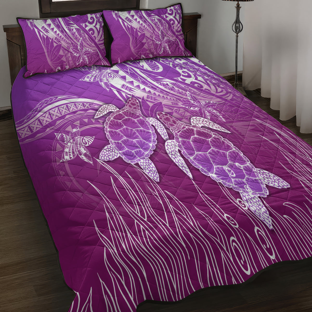 Polynesia Valentine Day Quilt Bed Set Polynesian Sea Turtle Purple Version LT14 - Polynesian Pride